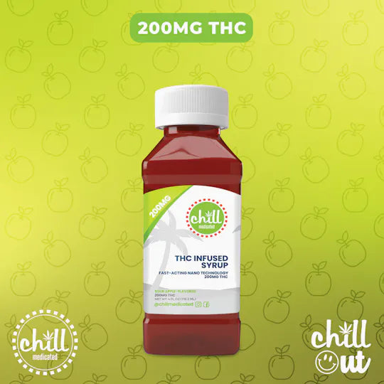 Chill Medicated | THC infused syrup | Sour Apple | 200mg | -Monroe