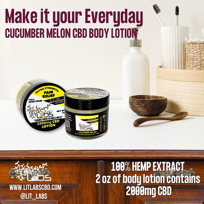 Lit Labs | Cucumber Melon | 2OZ CBD Lotion Jar|MJ