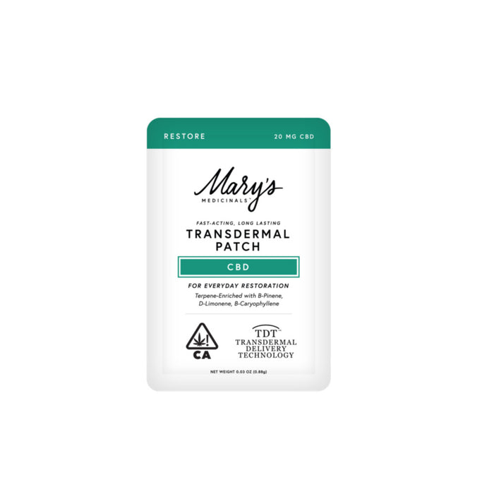 Mary's Medicinals | Restore | 20MG CBD Transdermal Patch|MJ